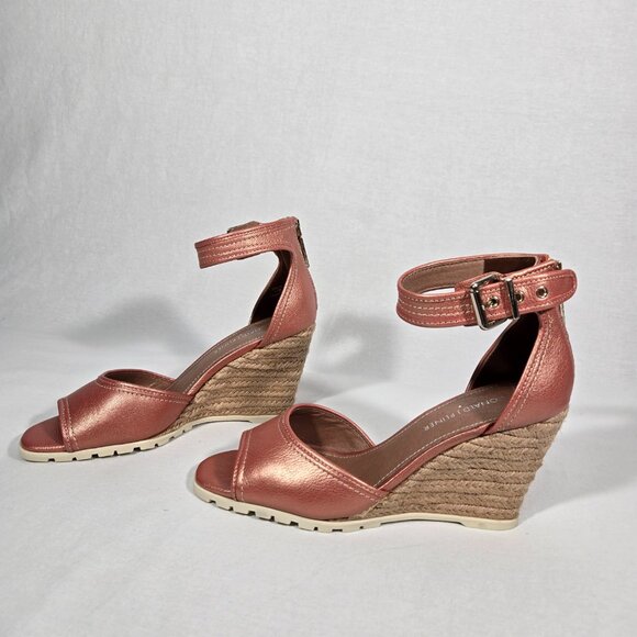 DONALD J PLINER Brook Metallic Coral Leather Ankle Espadrille Wedge Sandal 8.5 M - Picture 3 of 17